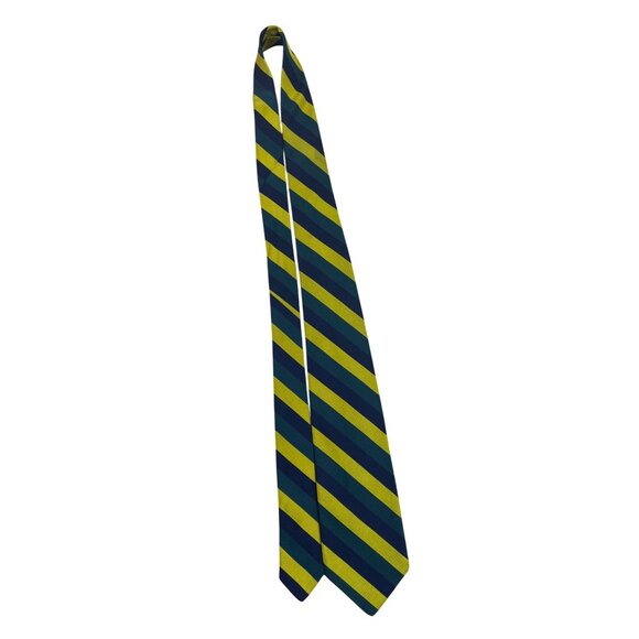 Vintage Brooks Brothers Yellow & Green Striped Silk Tie Woven In England - Picture 4 of 7
